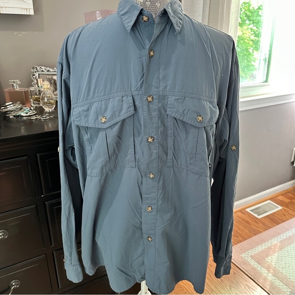 Eastern Mountain Sports EMS Blue Nylon Vented Fishing Outdoor Shirt Men’s M - Picture 2 of 14